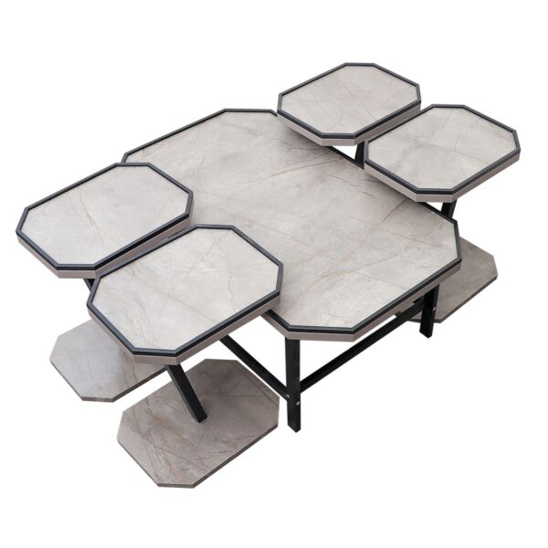 طقم طاولات قهوة متان 5 قطع - رمادي