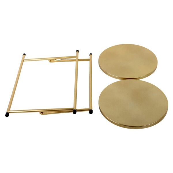 طاولة خدمة جانبية حديد دورين قابلة للطي ذهبي 
