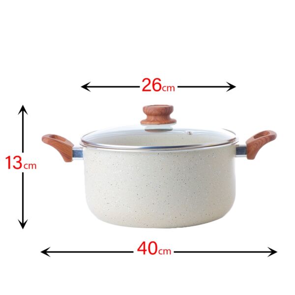 قدر طبخ جرانيت بغطاء 26 سم - بيج