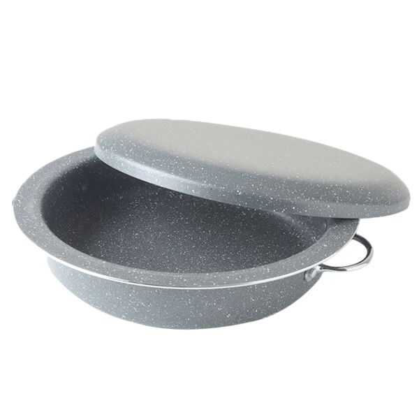 قدر مقلوبة جرانيت بغطاء 32 سم - رصاصي