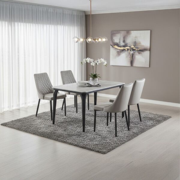 طقم طاولة طعام ميرنال 4 اشخاص رخام - رمادي