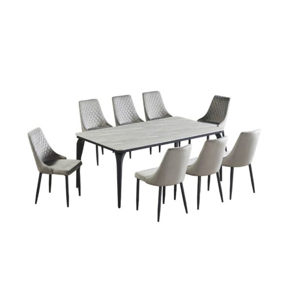 طقم طاولة طعام ميرنال 8 اشخاص رخام - رمادي