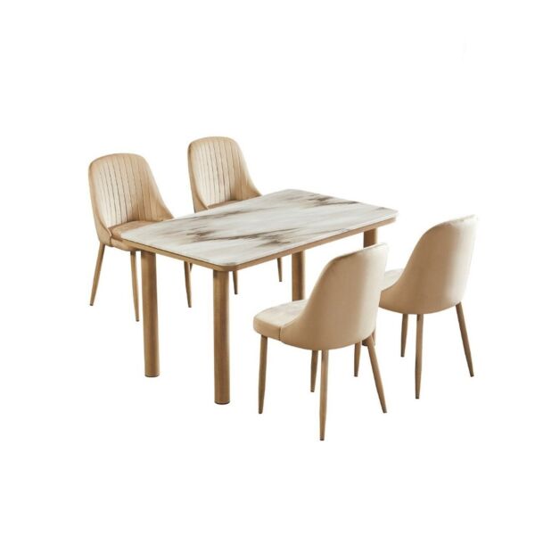 طقم طاولة طعام ميرنا 4 اشخاص رخام - بيج
