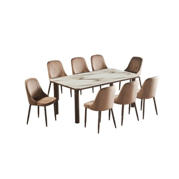 طقم طاولة طعام ميرنا 8 اشخاص رخام - بني