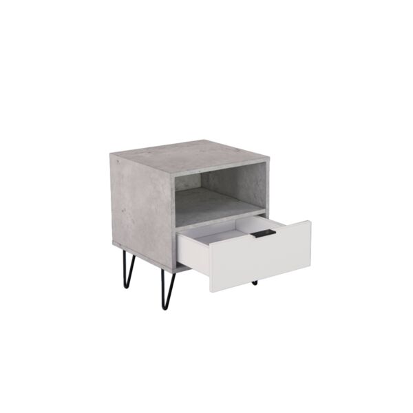 كومودينو درج ورف بيان - رمادي وابيض