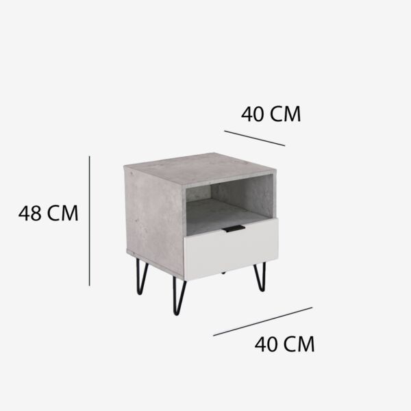 كومودينو درج ورف بيان - رمادي وابيض