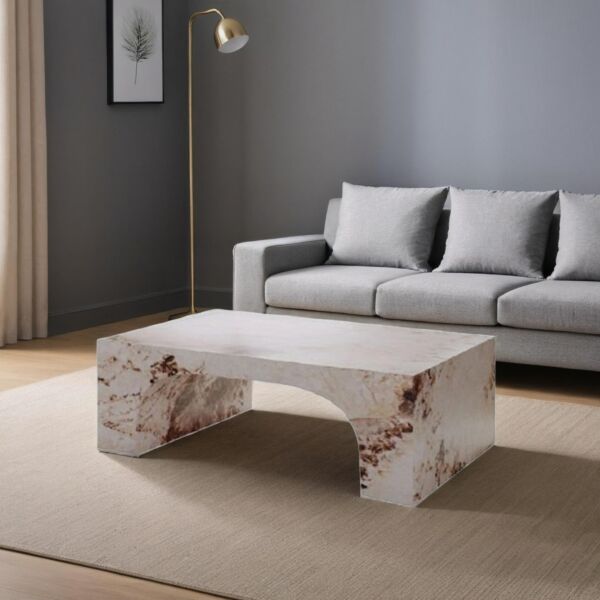 طاولة قهوة أسمنت هندسي مركب بديل الرخام جوما - بني رخامي