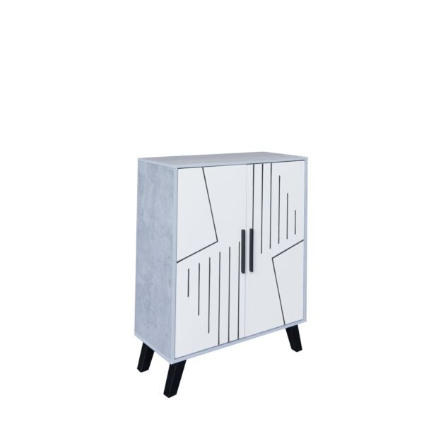 خزانة احذية بابين دالس - رمادي وابيض