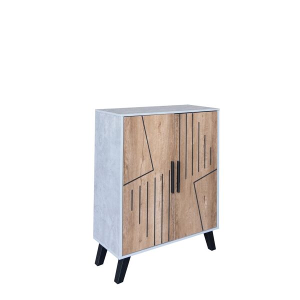 خزانة احذية بابين دالس - رمادي وبيج