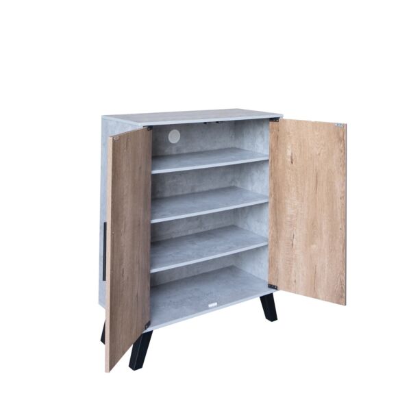 خزانة احذية بابين دالس - رمادي وبيج