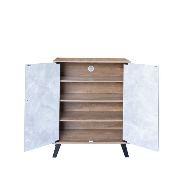 خزانة احذية بابين دالس - خشبي ورمادي