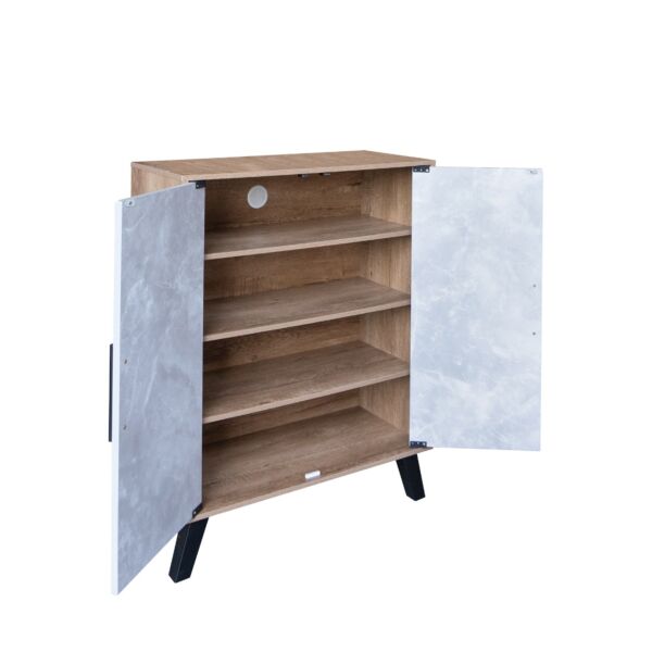 خزانة احذية بابين دالس - خشبي ورمادي