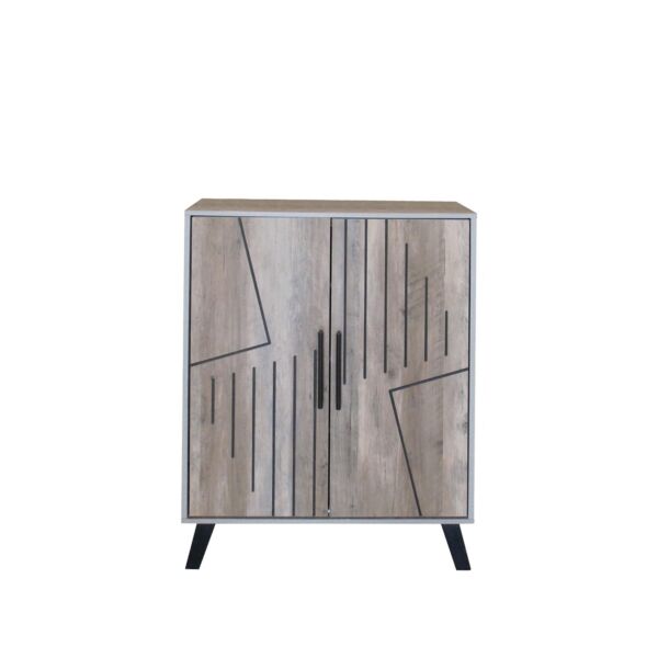 خزانة أحذية بابين بيكا - رمادي وخشبي