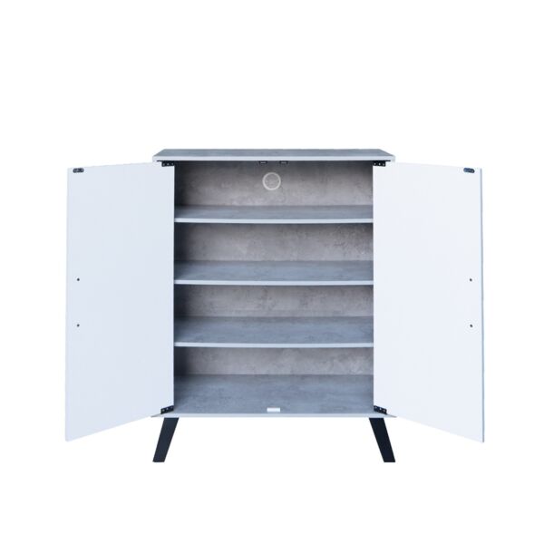 خزانة أحذية بابين خشب ماليزي - أبيض ورمادي