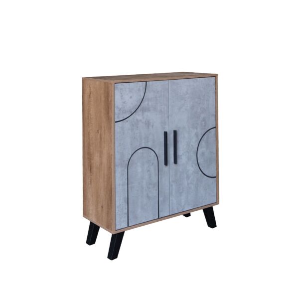 خزانة أحذية بابين خشب ماليزي - رمادي وخشبي