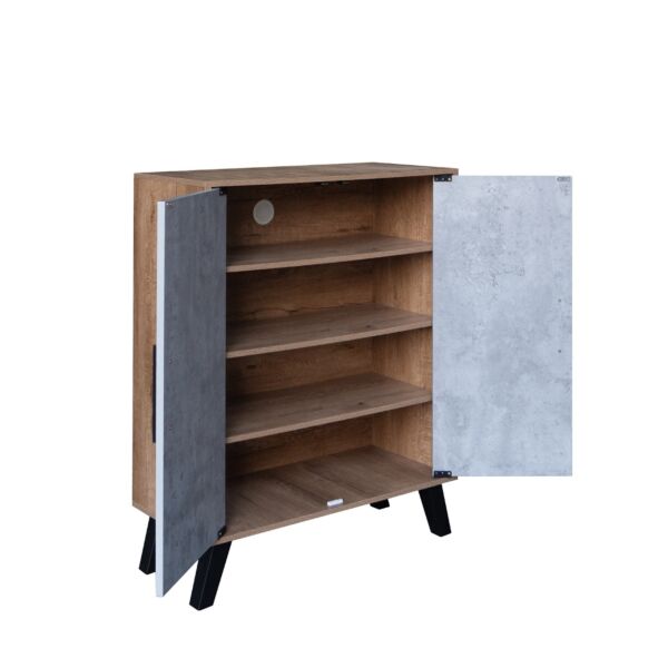 خزانة أحذية بابين خشب ماليزي - رمادي وخشبي