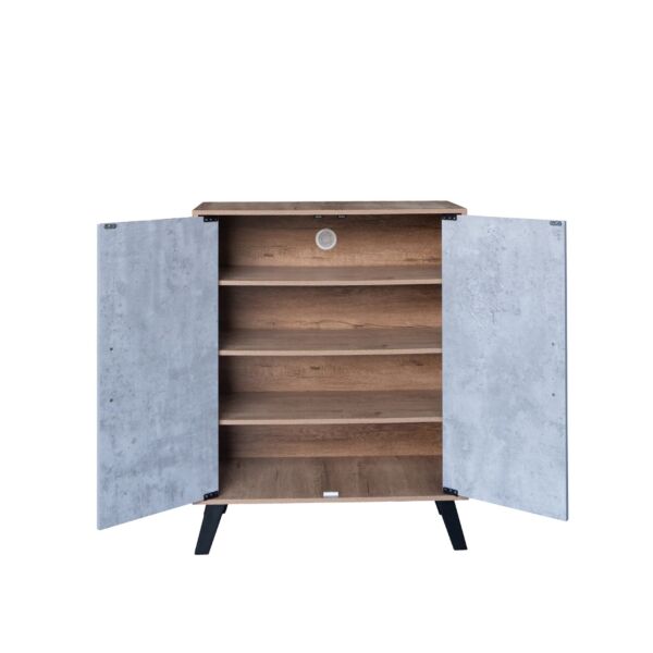 خزانة أحذية بابين خشب ماليزي - رمادي وخشبي