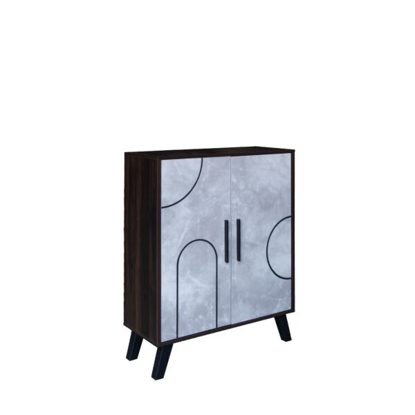 خزانة أحذية بابين خشب ماليزي ديمتري - بني غامق ورمادي