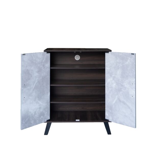 خزانة أحذية بابين خشب ماليزي ديمتري - بني غامق ورمادي