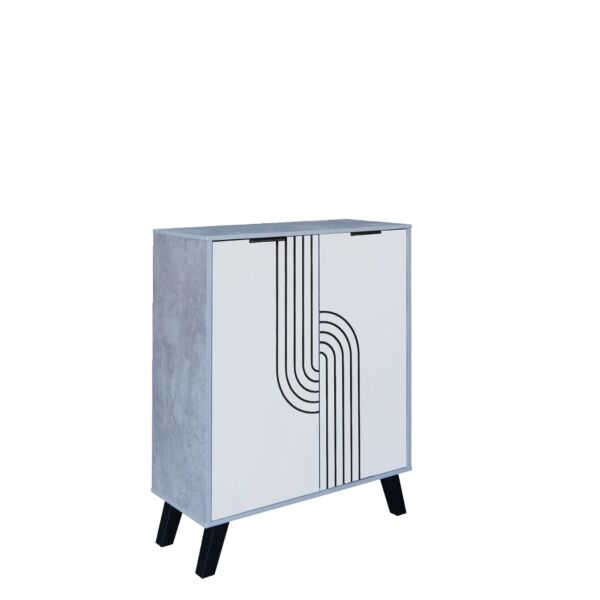 خزانة أحذية بابين خشب ماليزي - رمادي وابيض