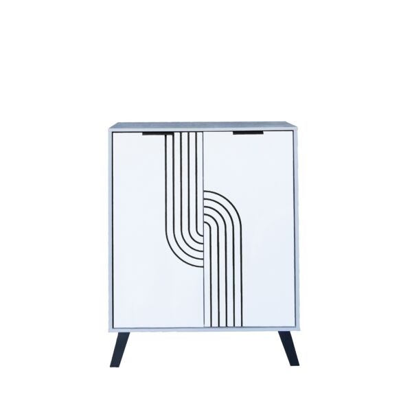 خزانة أحذية بابين خشب ماليزي - رمادي وابيض