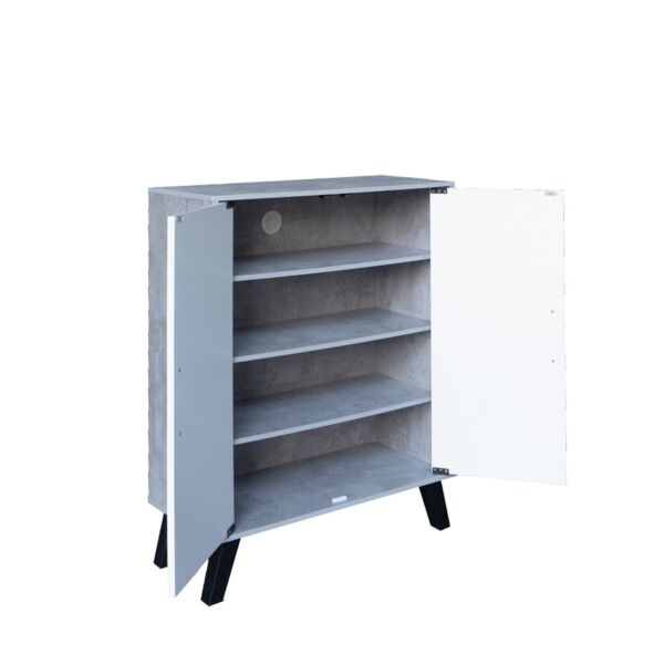 خزانة أحذية بابين خشب ماليزي - رمادي وابيض