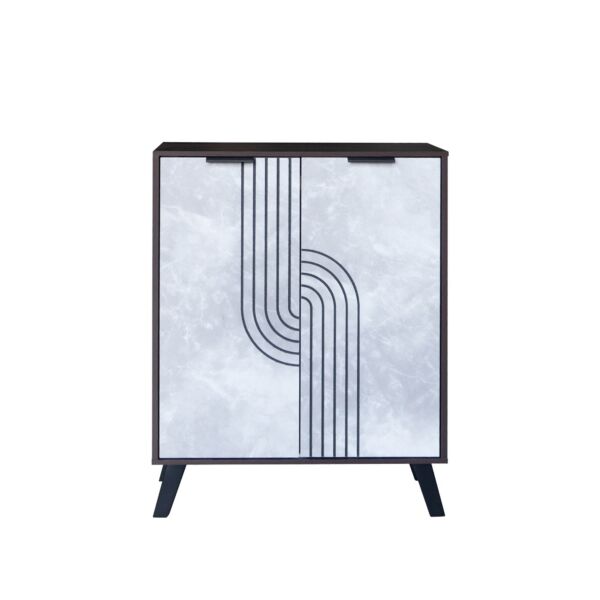 خزانة أحذية بابين خشب ماليزي - بني غامق ورمادي