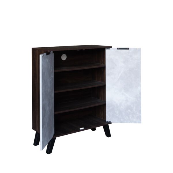 خزانة أحذية بابين خشب ماليزي - بني غامق ورمادي