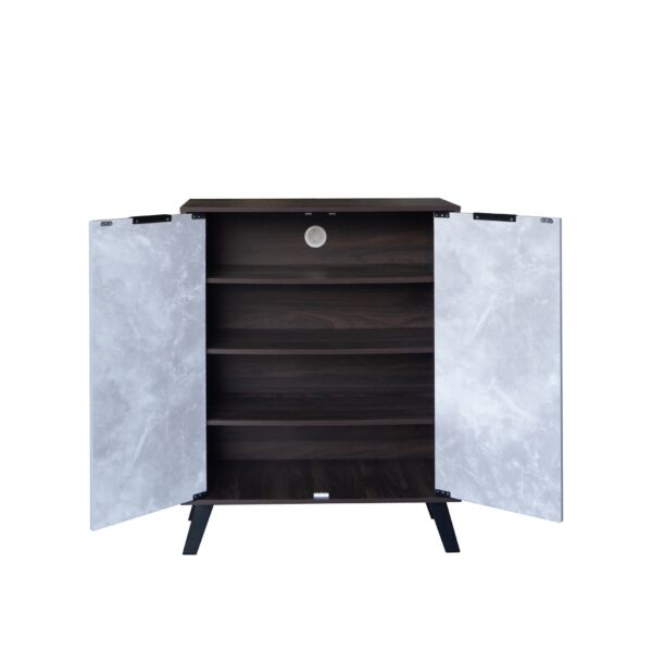 خزانة أحذية بابين خشب ماليزي - بني غامق ورمادي