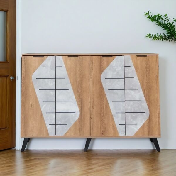 خزانة أحذية قسمين 4 أبواب مارل - بيج ورمادي