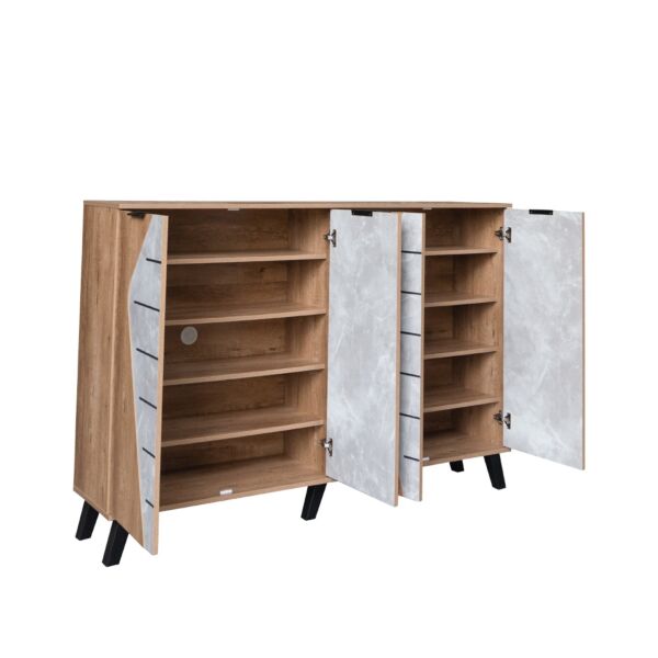 خزانة أحذية قسمين 4 أبواب مارل - بيج ورمادي