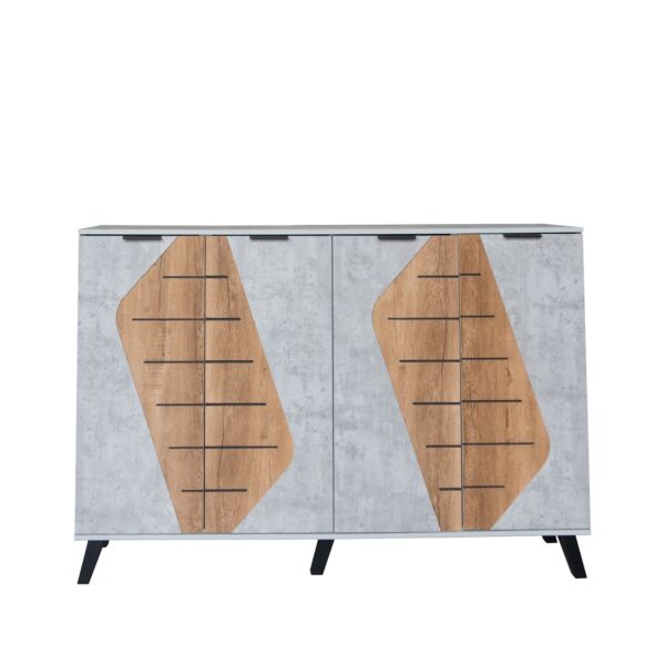 خزانة أحذية قسمين 4 أبواب مارل - رمادي وبيج