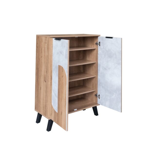 خزانة أحذية خشب ماليزي - خشبي ورمادي