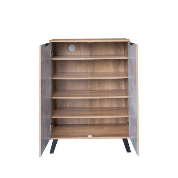 خزانة أحذية خشب ماليزي - خشبي ورمادي