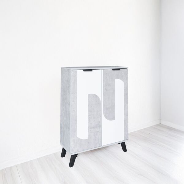 خزانة أحذية خشب ماليزي - رمادي وأبيض