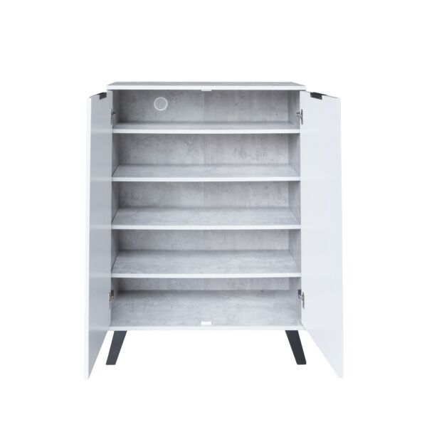 خزانة أحذية خشب ماليزي - رمادي وأبيض