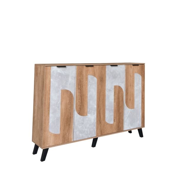 خزانة أحذية قسمين 4 أبواب خشب ماليزي - خشبي ورمادي