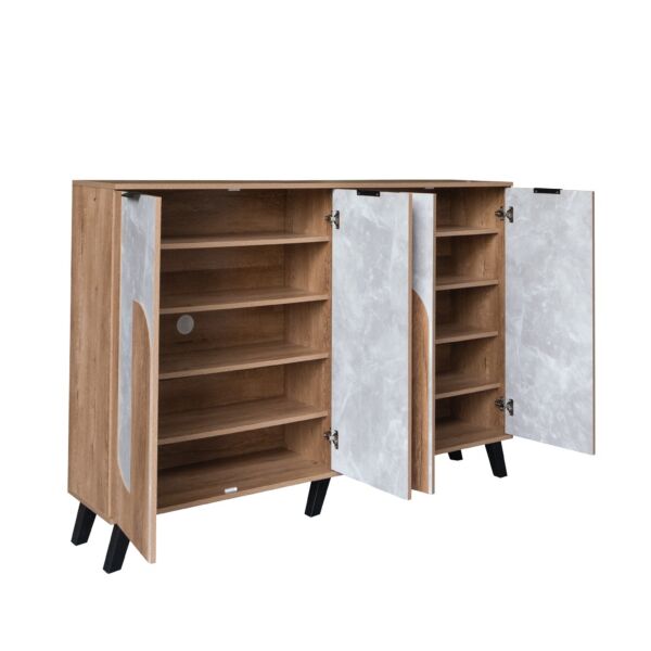 خزانة أحذية قسمين 4 أبواب خشب ماليزي - خشبي ورمادي