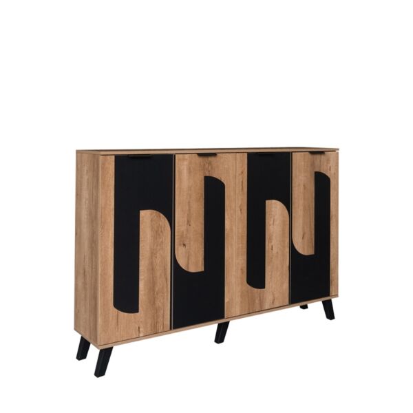 خزانة أحذية 4 أبواب خشب ماليزي ريكو - خشبي وأسود