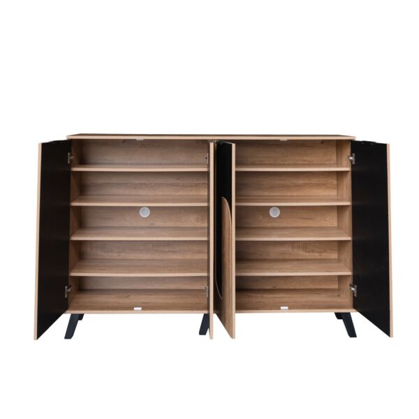 خزانة أحذية 4 أبواب خشب ماليزي ريكو - خشبي وأسود