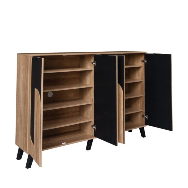 خزانة أحذية 4 أبواب خشب ماليزي ريكو - خشبي وأسود