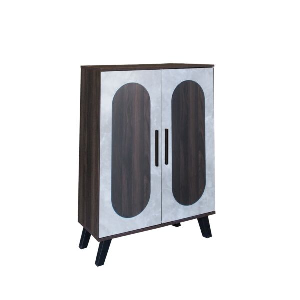 خزانة أحذية بابين خشب ماليزي سيرجي - بني غامق ورمادي