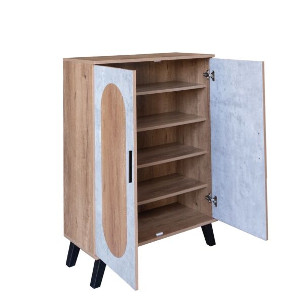 خزانة أحذية بابين خشب ماليزي سيرجي - خشبي ورمادي