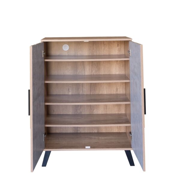 خزانة أحذية بابين خشب ماليزي سيرجي - خشبي ورمادي