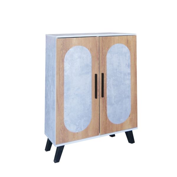 خزانة أحذية بابين خشب ماليزي سيرجي - رمادي وخشبي