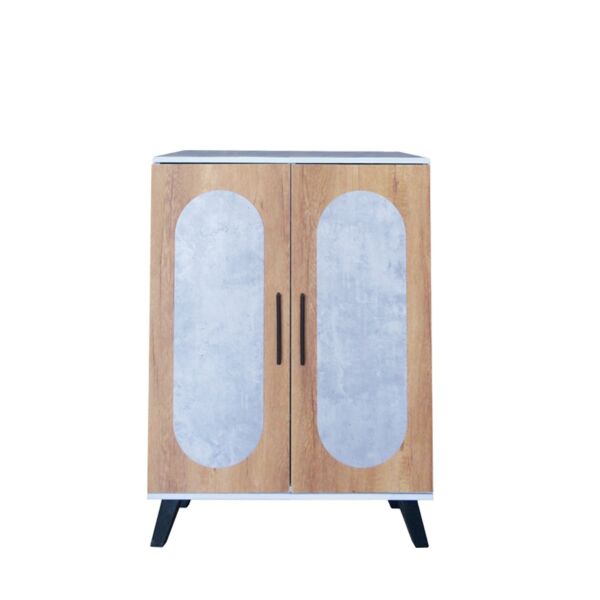 خزانة أحذية بابين خشب ماليزي سيرجي - رمادي وخشبي