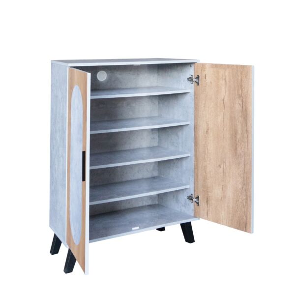 خزانة أحذية بابين خشب ماليزي سيرجي - رمادي وخشبي