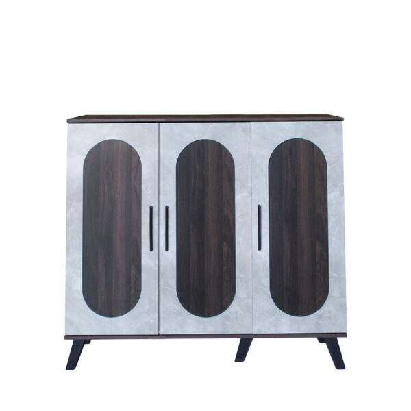 خزانة أحذية 3 أبواب خشب ماليزي فيودور - بني غامق ورمادي