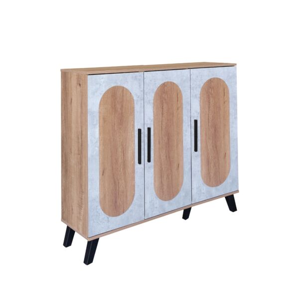 خزانة أحذية 3 أبواب خشب ماليزي فيودور - خشبي ورمادي