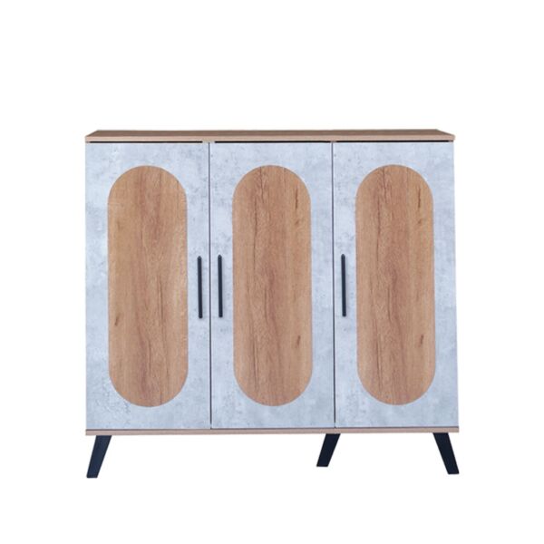 خزانة أحذية 3 أبواب خشب ماليزي فيودور - خشبي ورمادي